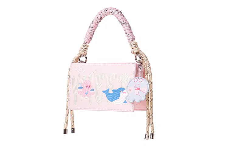 音魅 新中式时尚百搭小众设计 合成革拼织物 手提单肩斜挎包