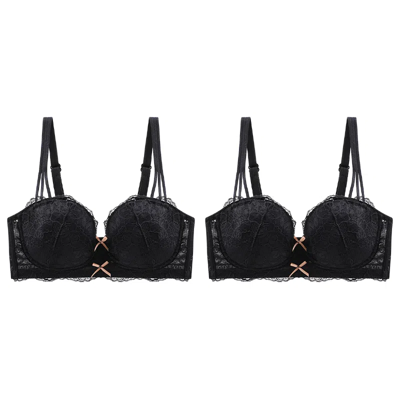 莫代尔 轻薄蕾丝透气大胸显小胸服帖内衣聚拢收副乳防下垂调整型胸罩文胸 女款