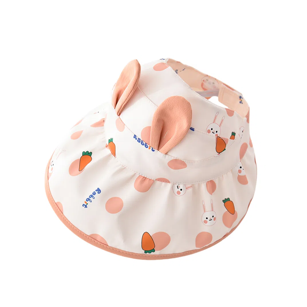 撞青春 可爱空顶小兔胡萝卜大檐遮阳夏天太阳 棉 防晒帽 儿童款
