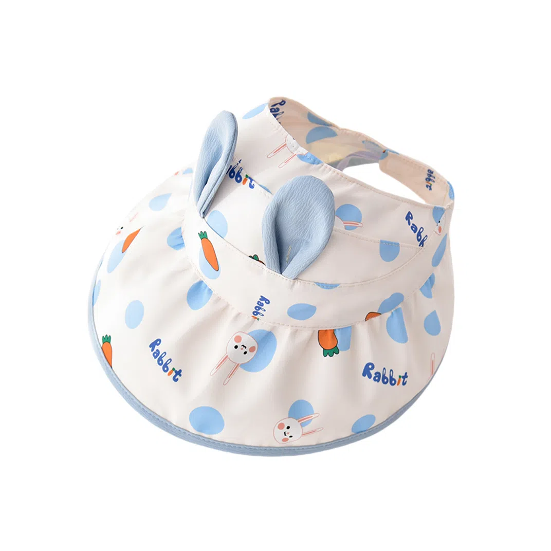 撞青春 可爱空顶小兔胡萝卜大檐遮阳夏天太阳 棉 防晒帽 儿童款