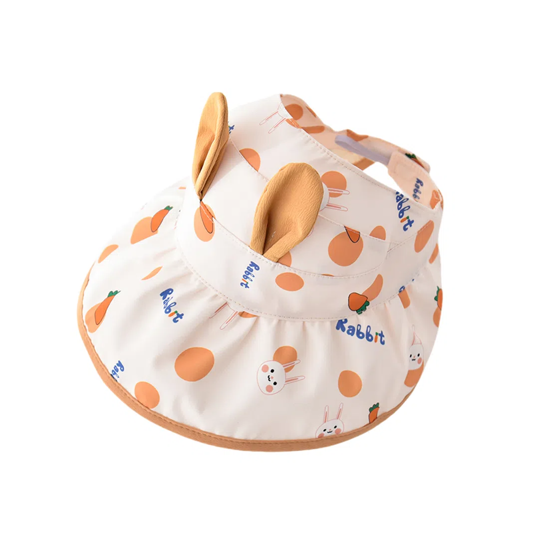 撞青春 可爱空顶小兔胡萝卜大檐遮阳夏天太阳 棉 防晒帽 儿童款