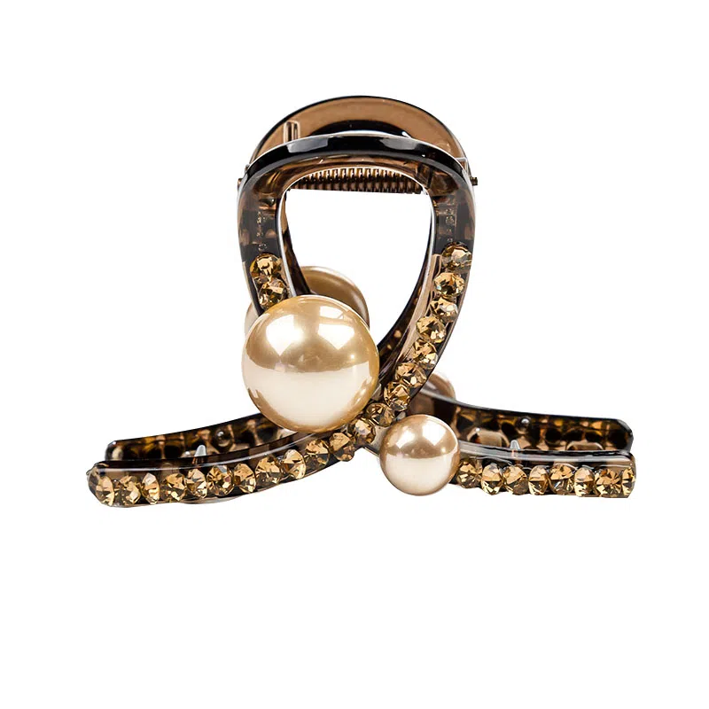 卡铂雅 香槟色宝石极简高级感港风气质复古休闲潮流设计 发夹 女款