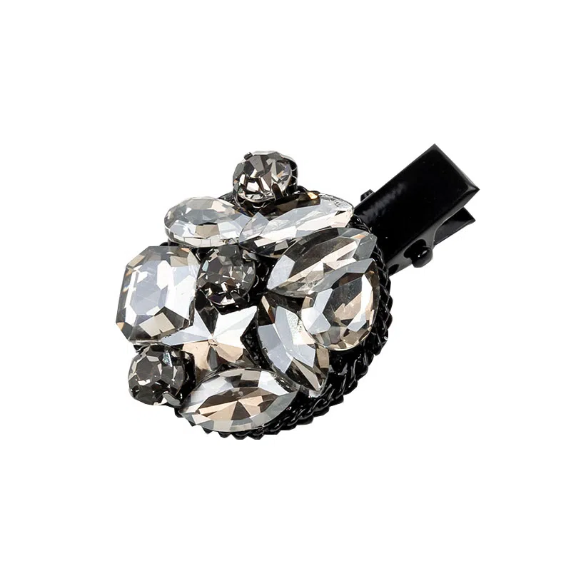 卡铂雅 黑色圆形宝石极简高级感港风气质复古休闲潮流设计 发夹 女款