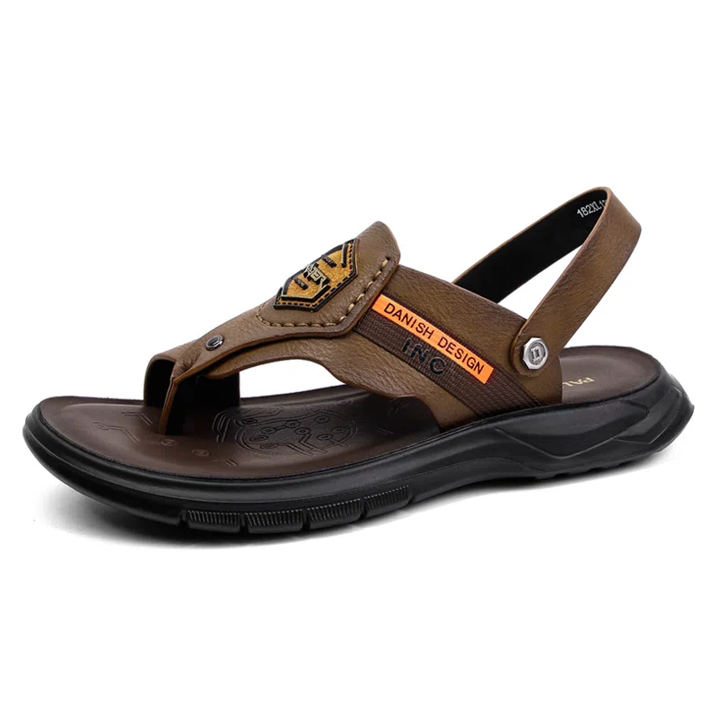 圣大骑士 舒适百搭休闲 防滑人字拖鞋 男款 卡其色