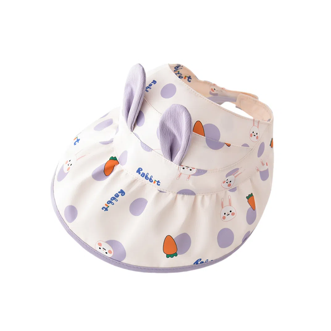 撞青春 可爱空顶小兔胡萝卜大檐遮阳夏天太阳 棉 防晒帽 儿童款
