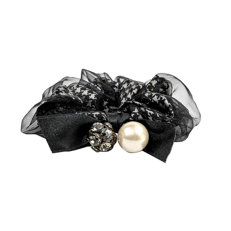 卡铂雅 黑色极简高级感港风气质复古休闲时尚潮流设计镶钻 发圈 女款