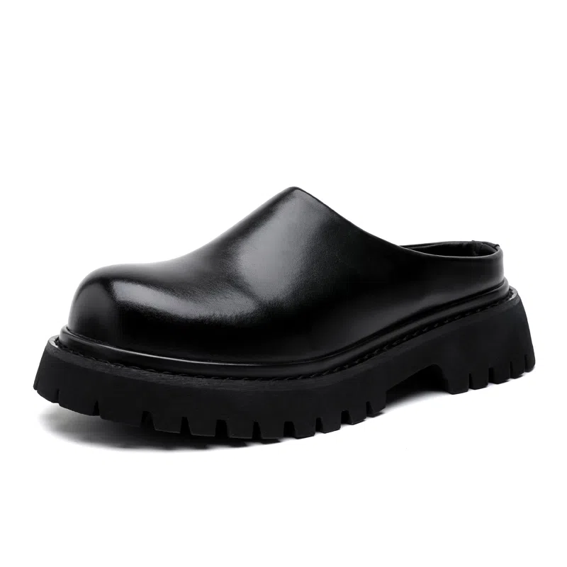 威世米邦 厚底百搭潮流小众德比高级感半拖 橡胶底 防滑包头拖鞋 男款