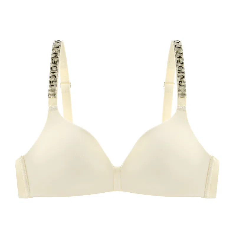 莫代尔 水钻字母肩带美背内衣聚拢薄款三角杯收副乳小胸无痕防下垂性感文胸 女款 组合装