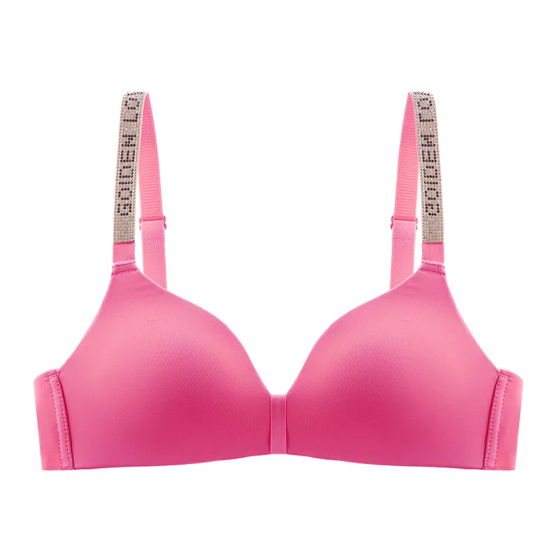 莫代尔 水钻字母肩带美背内衣聚拢薄款三角杯收副乳小胸无痕防下垂性感文胸 女款 组合装