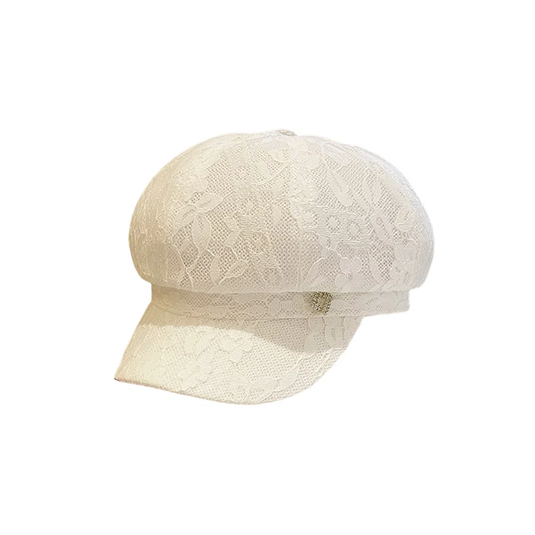 撞青春 镂空蕾丝八角帽百搭透气出游遮阳鸭舌帽子 腈纶 贝雷帽 女款