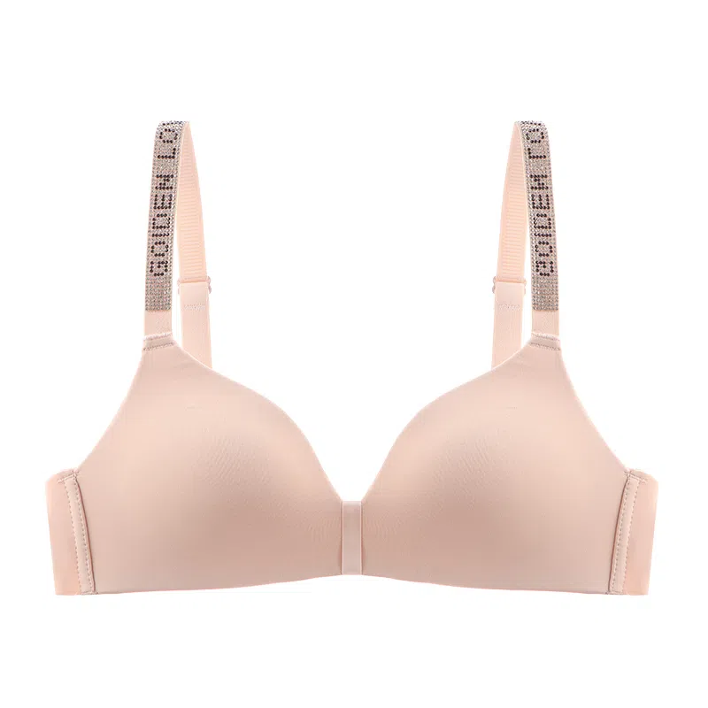 莫代尔 水钻字母肩带美背内衣聚拢薄款三角杯收副乳小胸无痕防下垂性感文胸 女款 组合装