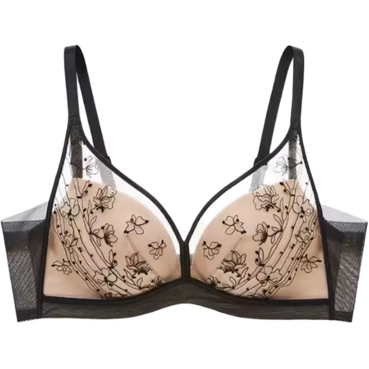 曼妮芬 植物花卉网纱小胸聚拢舒适收副乳文胸 女款