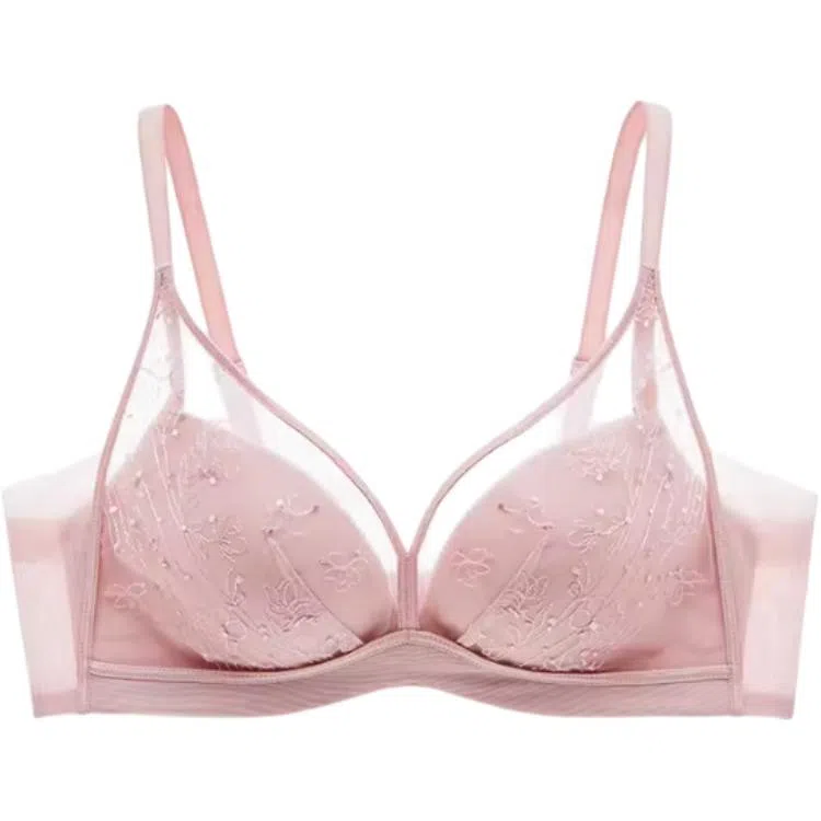 曼妮芬 植物花卉网纱小胸聚拢舒适收副乳文胸 女款
