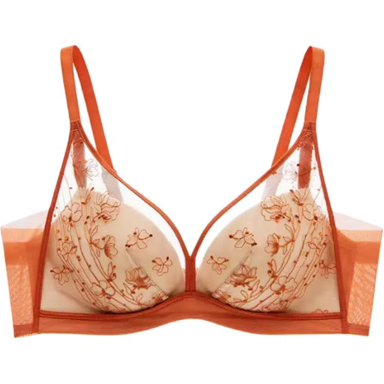 曼妮芬 植物花卉网纱小胸聚拢舒适收副乳文胸 女款