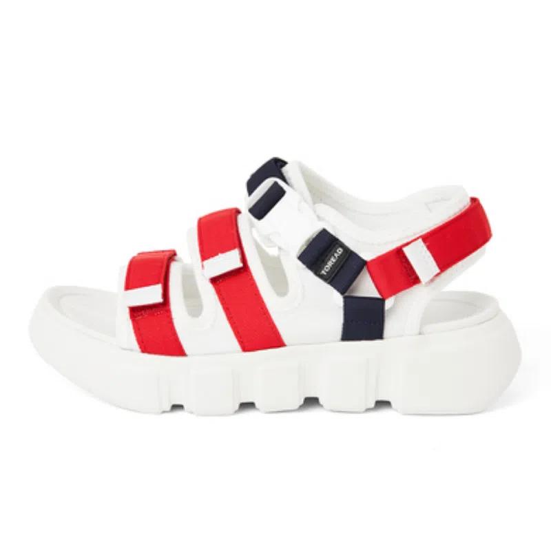 探路者 户外防滑透气涉水 沙滩凉鞋 女款 白红蓝