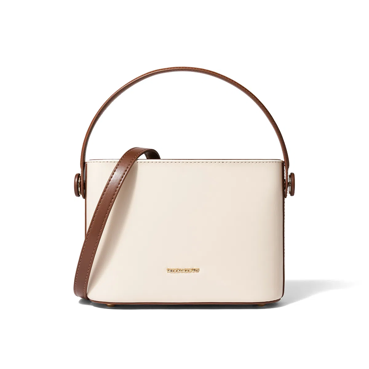 红蜻蜓 简约时尚设计高级感通勤小众通勤包 牛皮拼超细纤维合成革 手提包单肩包斜挎包 中号 女款 米白色/黑色