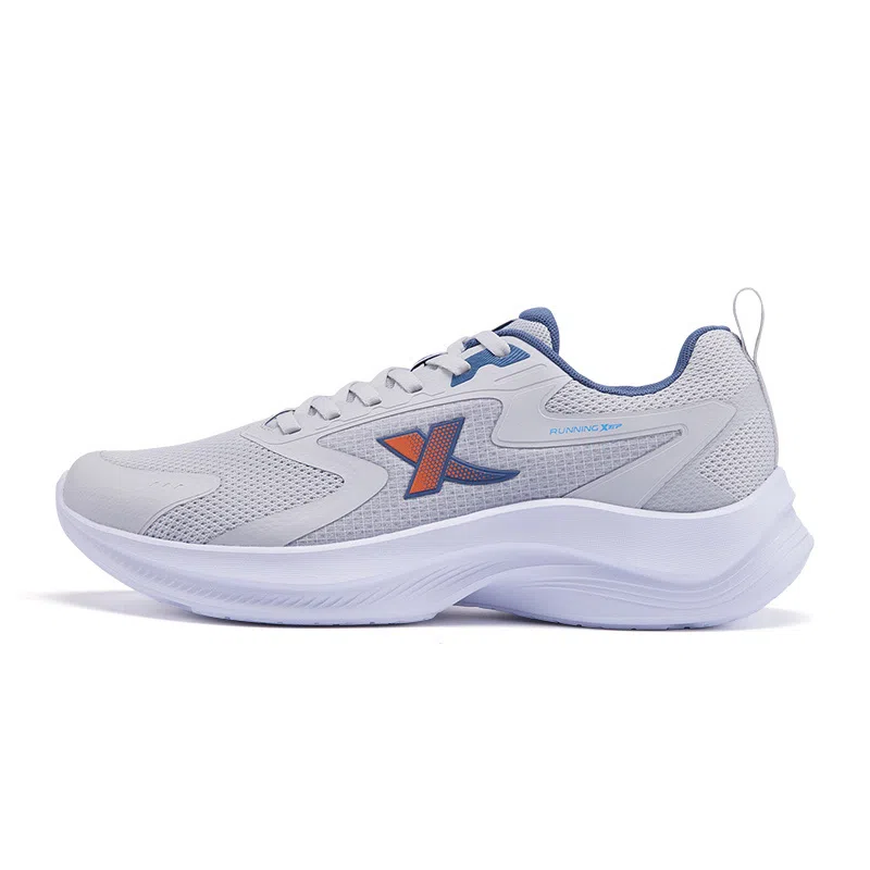 特步 氢风科技 舒适回弹轻质减震防滑耐磨透气 低帮跑步鞋 男款 灰蓝