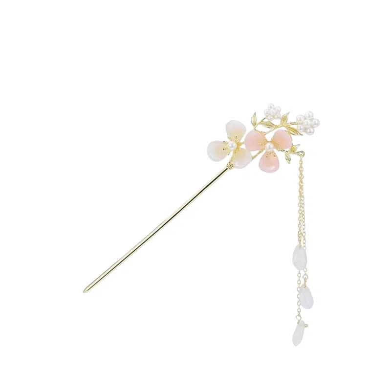 大唐国鼎 三朵花瓣新中式花朵 超仙优雅轻奢古风流苏步摇高级感盘发 发簪 女款