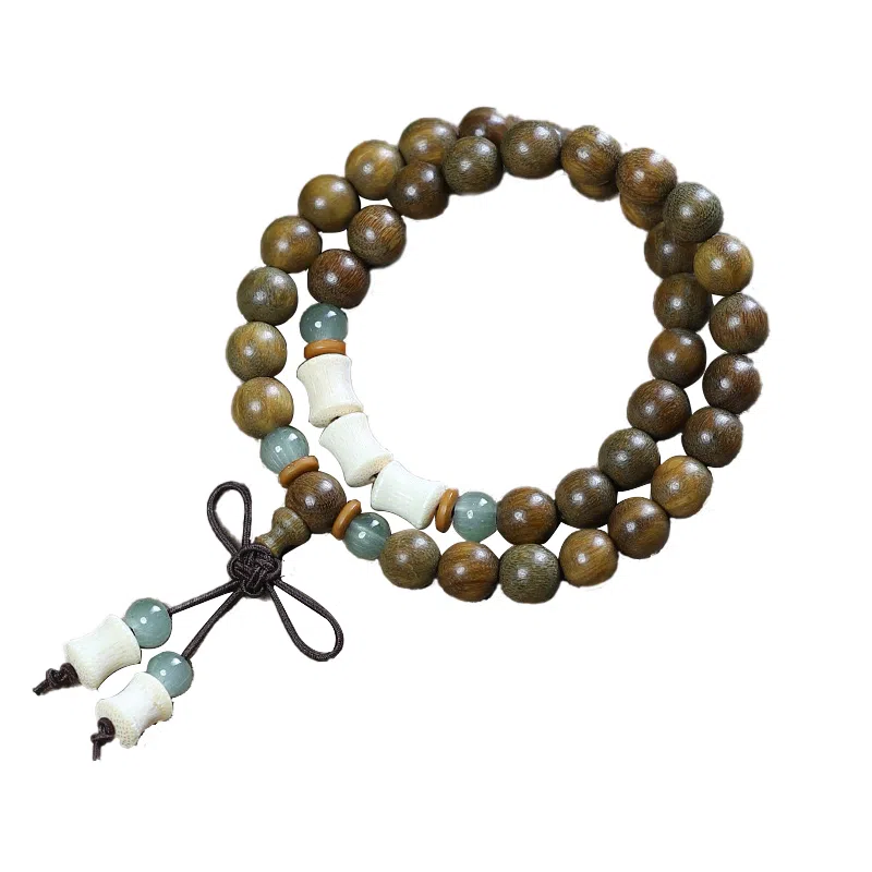 雅谷 上岸竹节新中式禅意佛珠念珠转运珠国潮复古汉服旗袍小众设计高级感 木作 手串 男女同款情侣款 檀木 礼盒