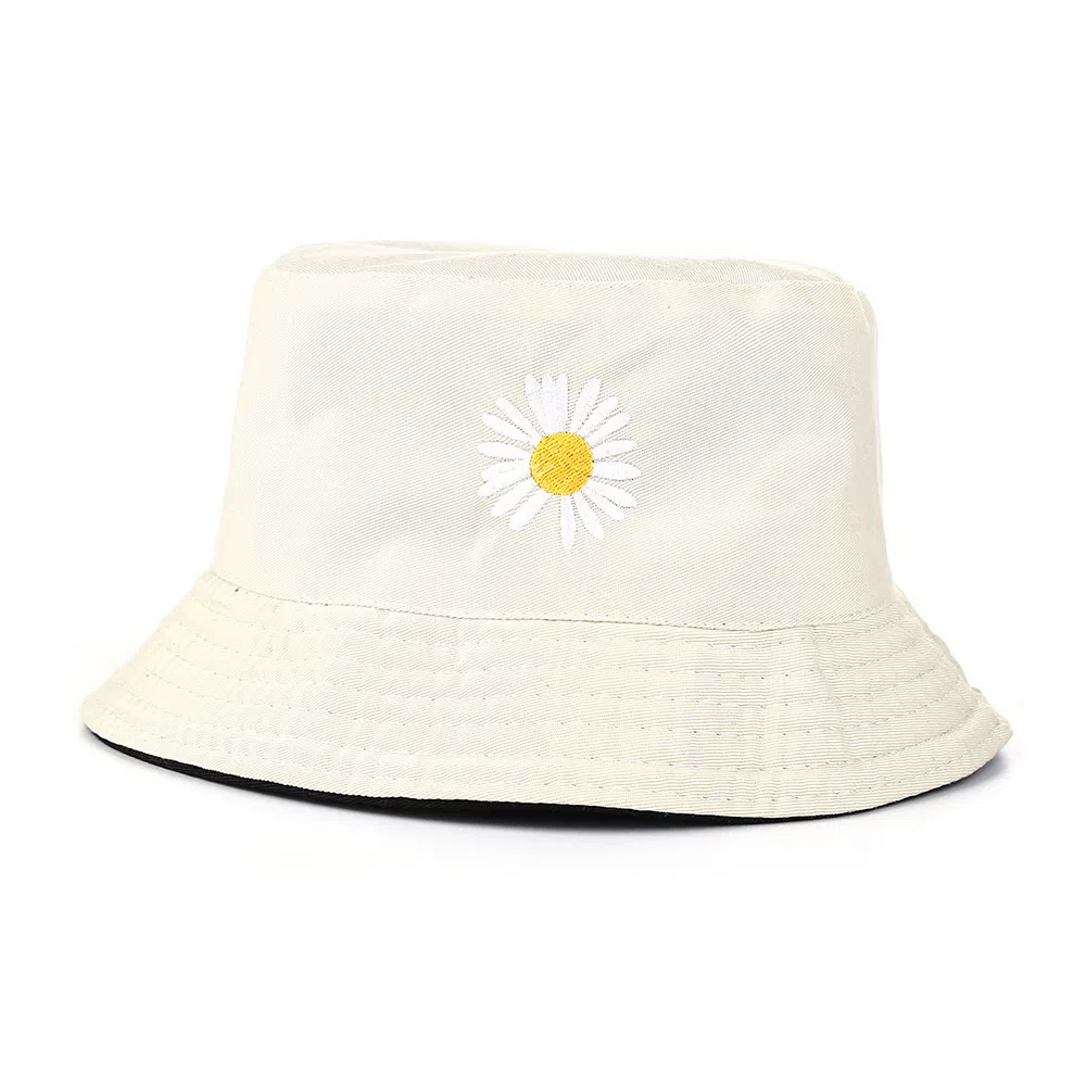 木林森 刺绣小邹菊双面户外遮阳防晒小帽檐 涤棉 渔夫帽 男女同款情侣款