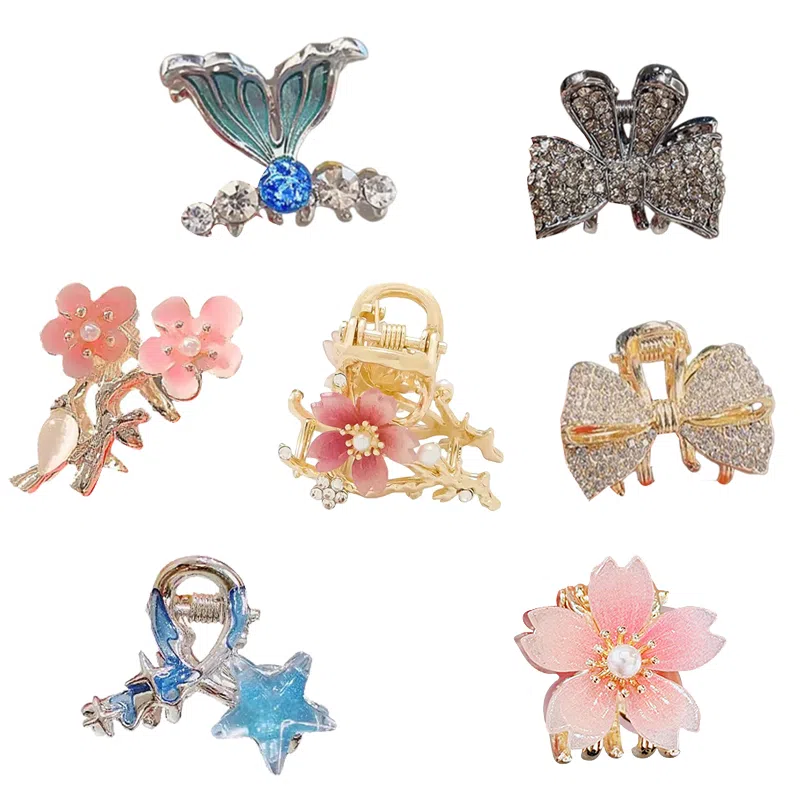 妖娆猫 气质头饰高级感后脑勺高端水钻鲨鱼夹蝴蝶结高端精致小号可爱刘海发饰顶夹 发夹 女款