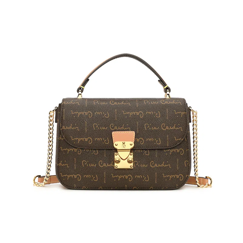 Pierre Cardin Retro PVC Shoulder Bag Beige/Brown