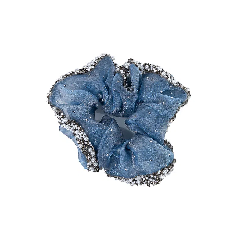 卡铂雅 蓝色潮流设计港风气质复古镶钻极简高级感 发圈 女款