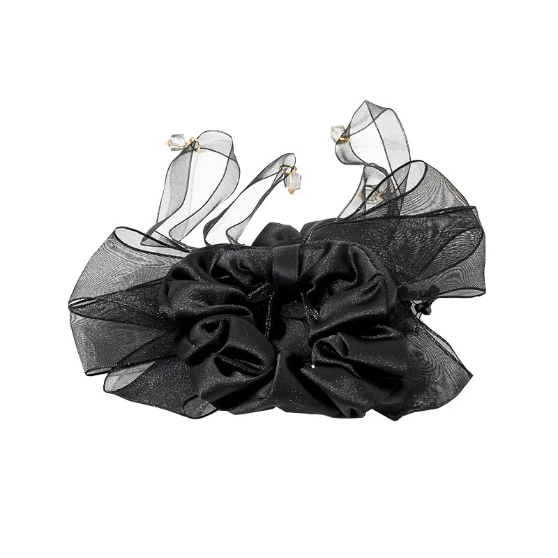 卡铂雅 绿色网纱气质复古镶钻极简高级感休闲时尚潮流设计韩流 发圈 女款