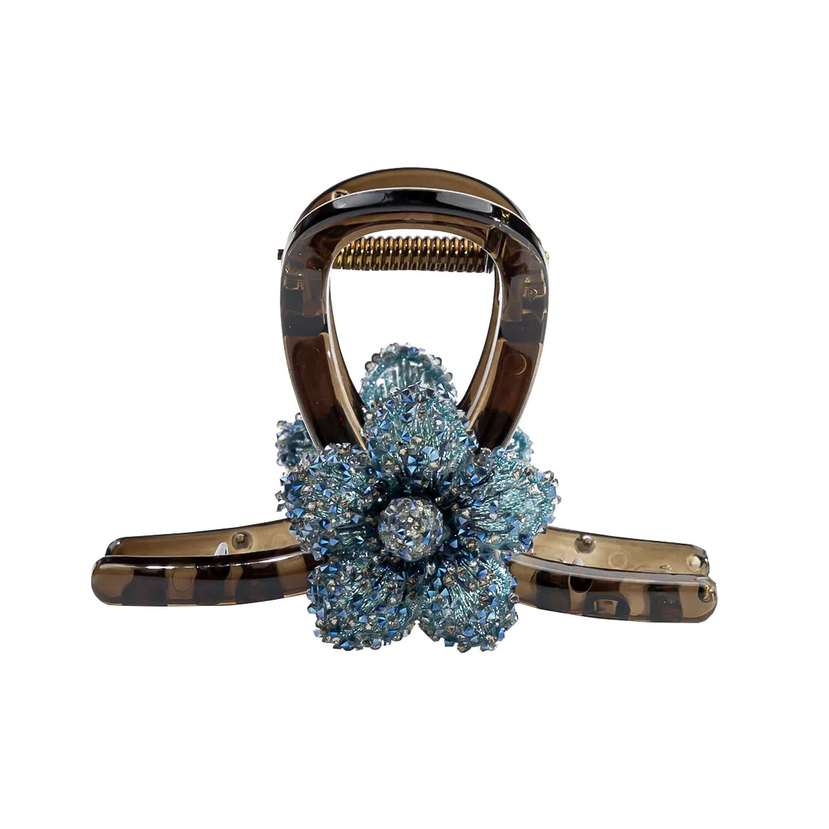 卡铂雅 蓝色花朵休闲设计港风气质复古镶钻极简高级感 发夹 女款