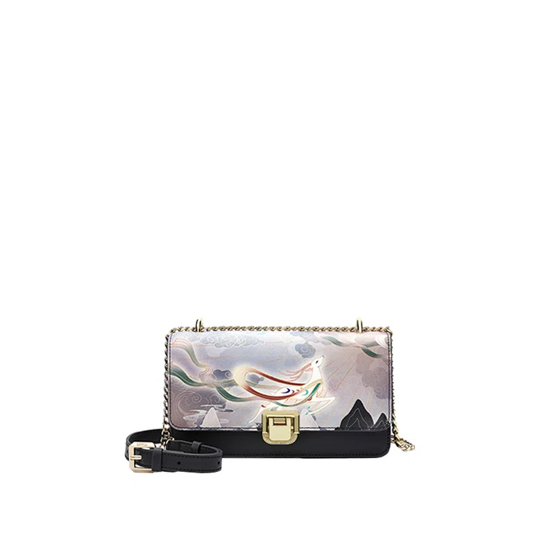 Guixi Flying Nine-Colored Deer Small Leather Shoulder Bag Gray Purple