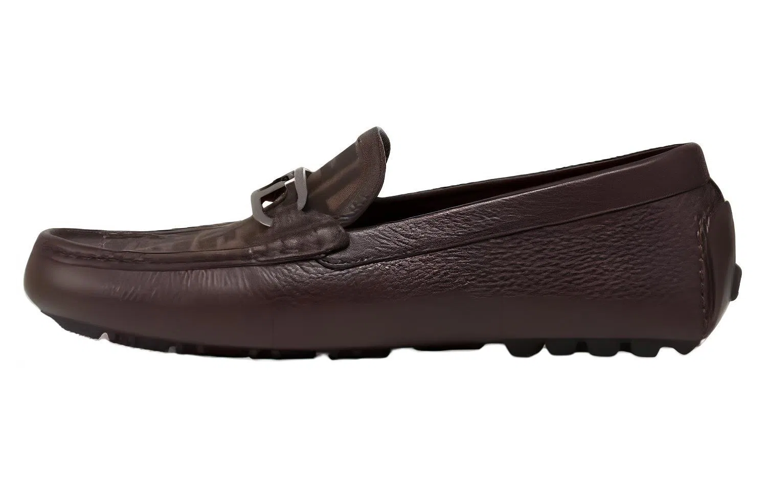 Fendi Leather Slip-On Loafers Brown