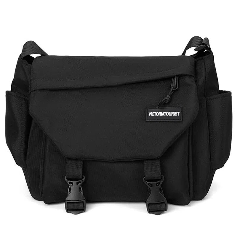 维多利亚旅行者 纯色翻盖开合休闲时尚防泼水 涤纶 邮差包单肩斜挎包 常规 男女同款情侣款 蓝拼白