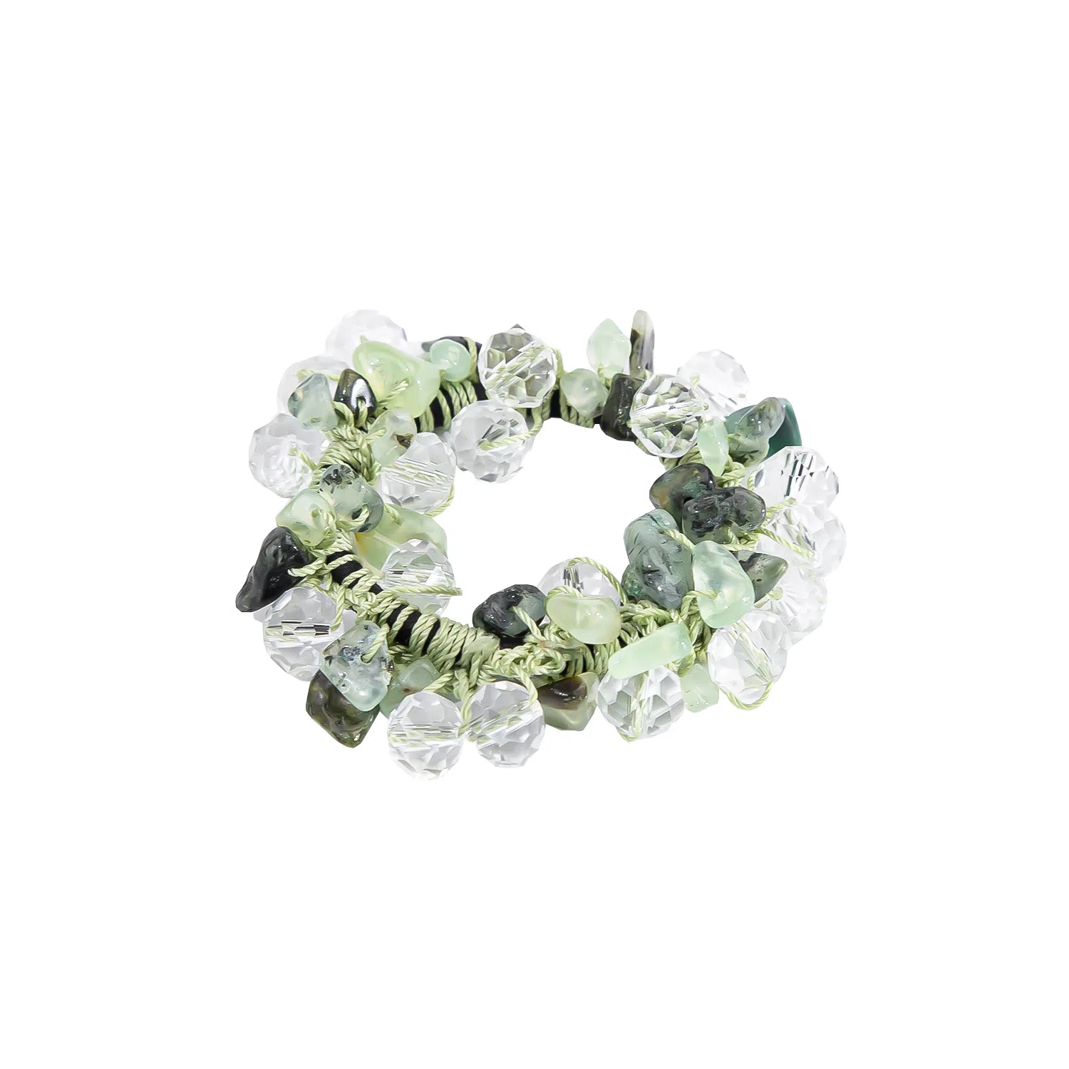 卡铂雅 绿色休闲 潮流设计港风气质复古镶钻极简高级感 发圈 女款