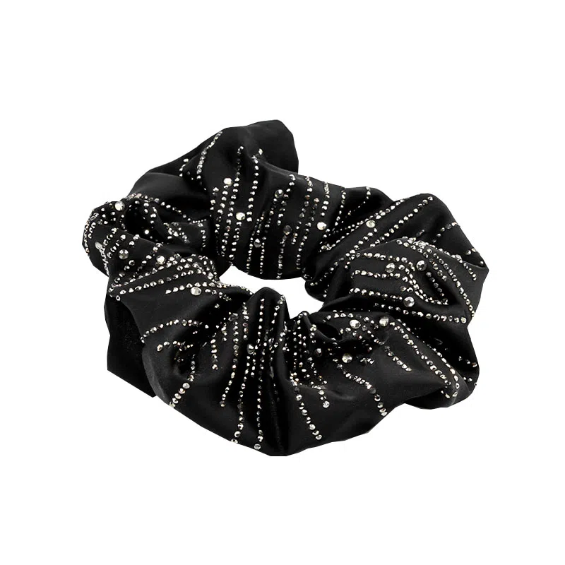 卡铂雅 黑色潮流设计港风气质复古镶钻极简高级感韩流 发圈 女款