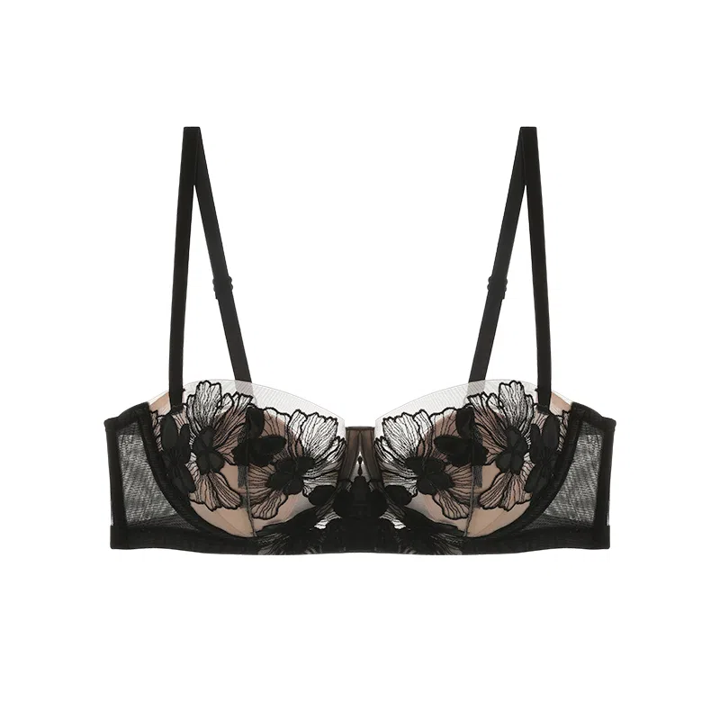 内在密码 法式半杯文胸吊带裙专用内衣女薄款大胸显小二分之一低胸兔耳杯性感胸罩夏