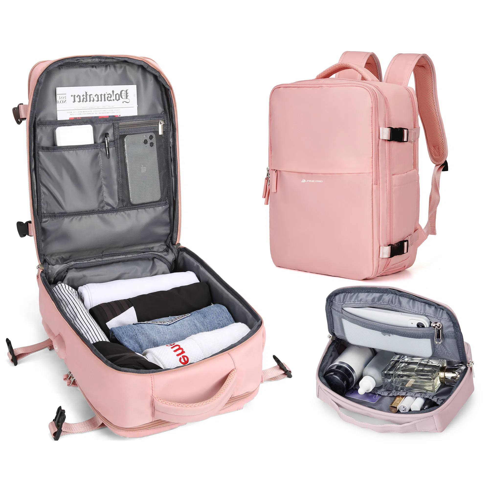 阿尔派妮 大容量学生百搭短途出差旅游行李多功能干湿分离独立鞋袋 织物 旅行包电脑包书包背包双肩包 男女同款情侣款 多色