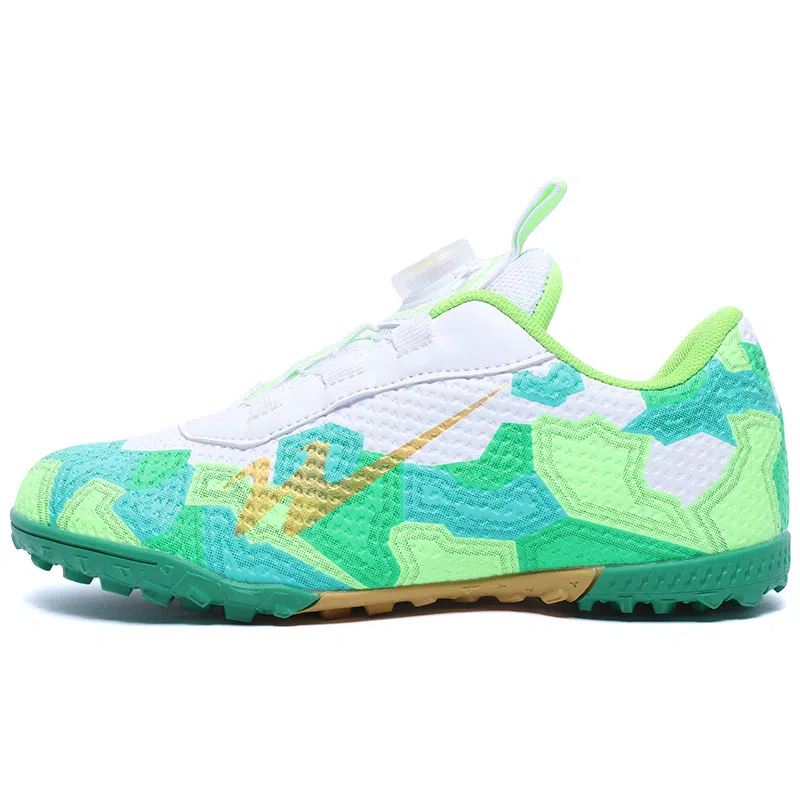 双星 运动舒适抓地 减震防滑耐磨防水透气包裹性支撑轻便回弹 足球鞋 女款 白绿