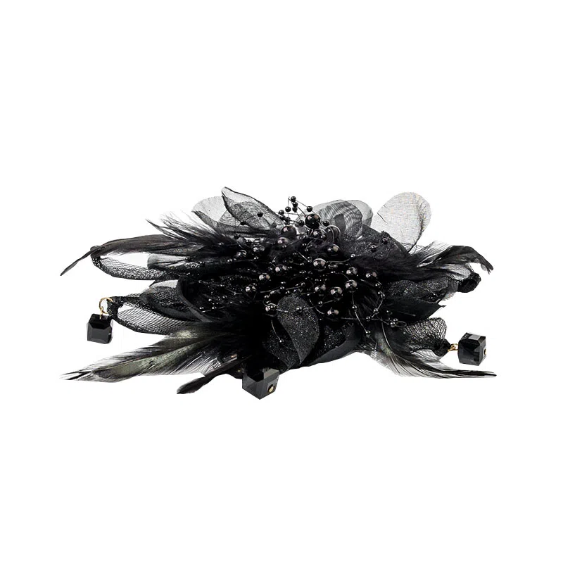 卡铂雅 黑色花花休闲 潮流设计港风气质复古镶钻极简高级感 发夹 女款