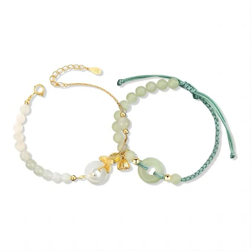 大唐国鼎 银杏莲蓬 轻奢小众 高级感 新中式 复古国风 琉璃 玉石手链 女款