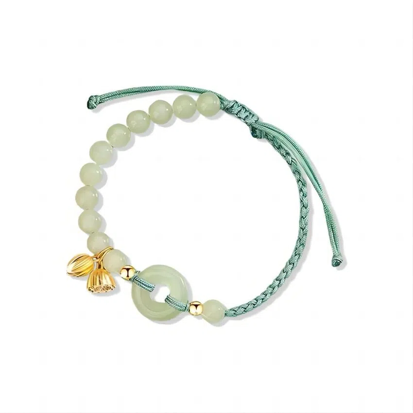 大唐国鼎 银杏莲蓬 轻奢小众 高级感 新中式 复古国风 琉璃 玉石手链 女款