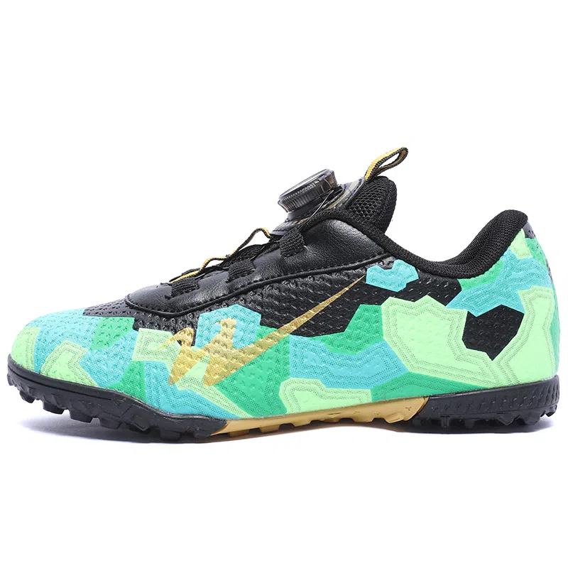 双星 运动舒适 专业草地抓地 减震防滑耐磨防水透气包裹性支撑轻便回弹 足球鞋 女款 黑绿