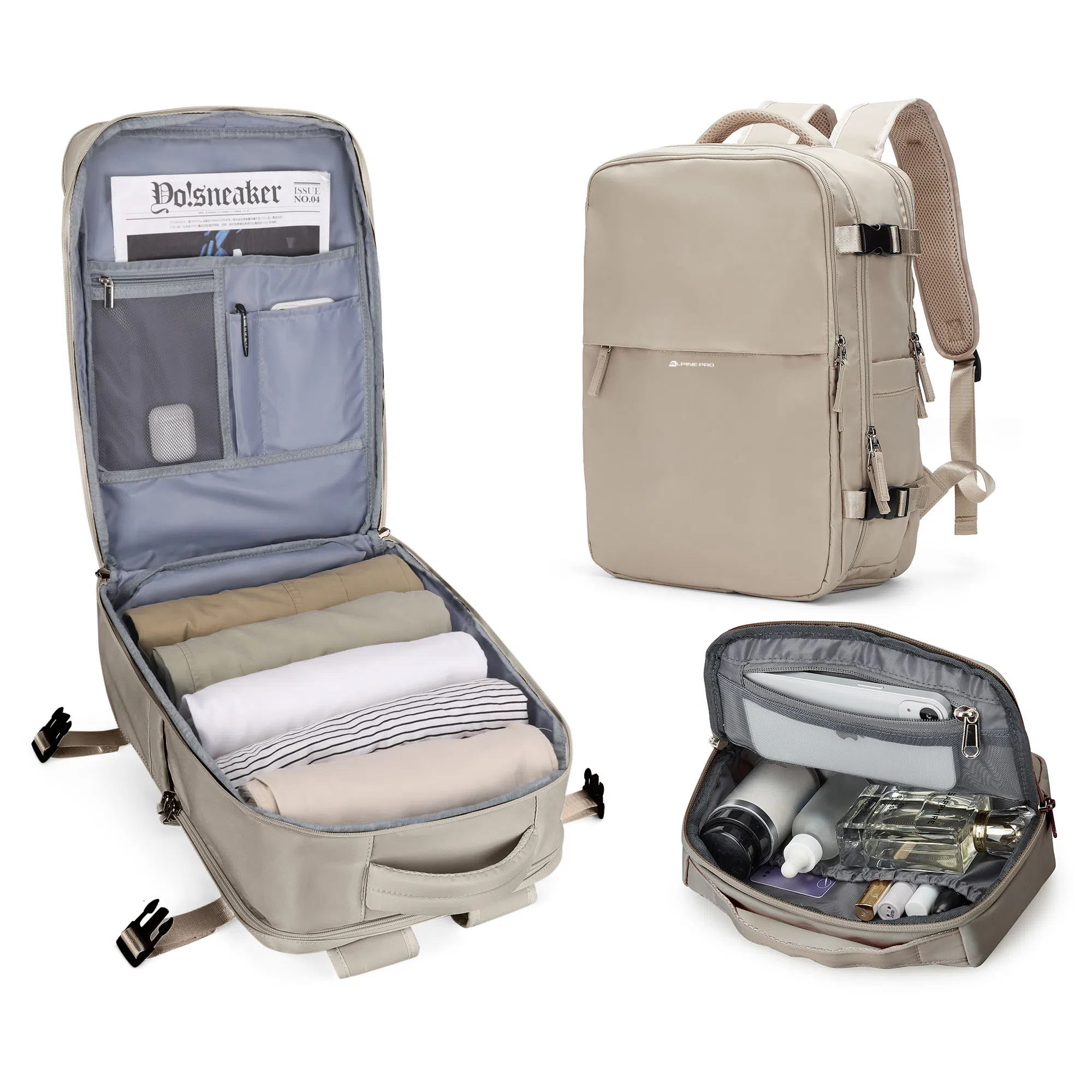 阿尔派妮 大容量学生百搭短途出差旅游行李多功能干湿分离独立鞋袋 织物 旅行包电脑包书包背包双肩包 男女同款情侣款 多色