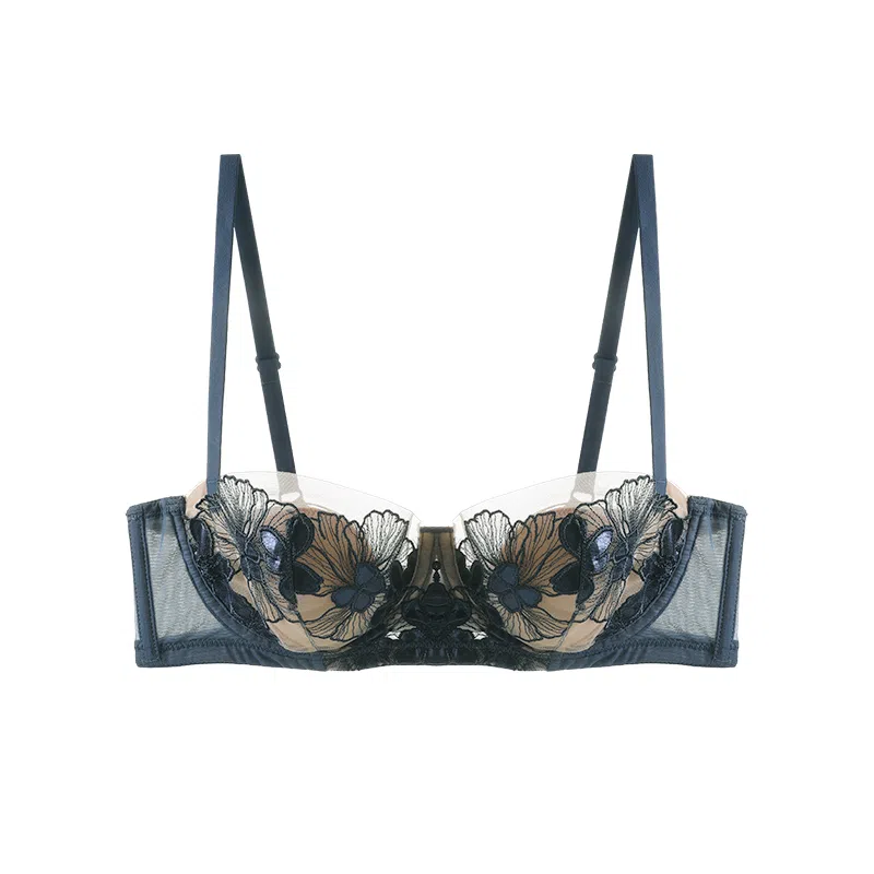 内在密码 法式半杯文胸吊带裙专用内衣女薄款大胸显小二分之一低胸兔耳杯性感胸罩夏