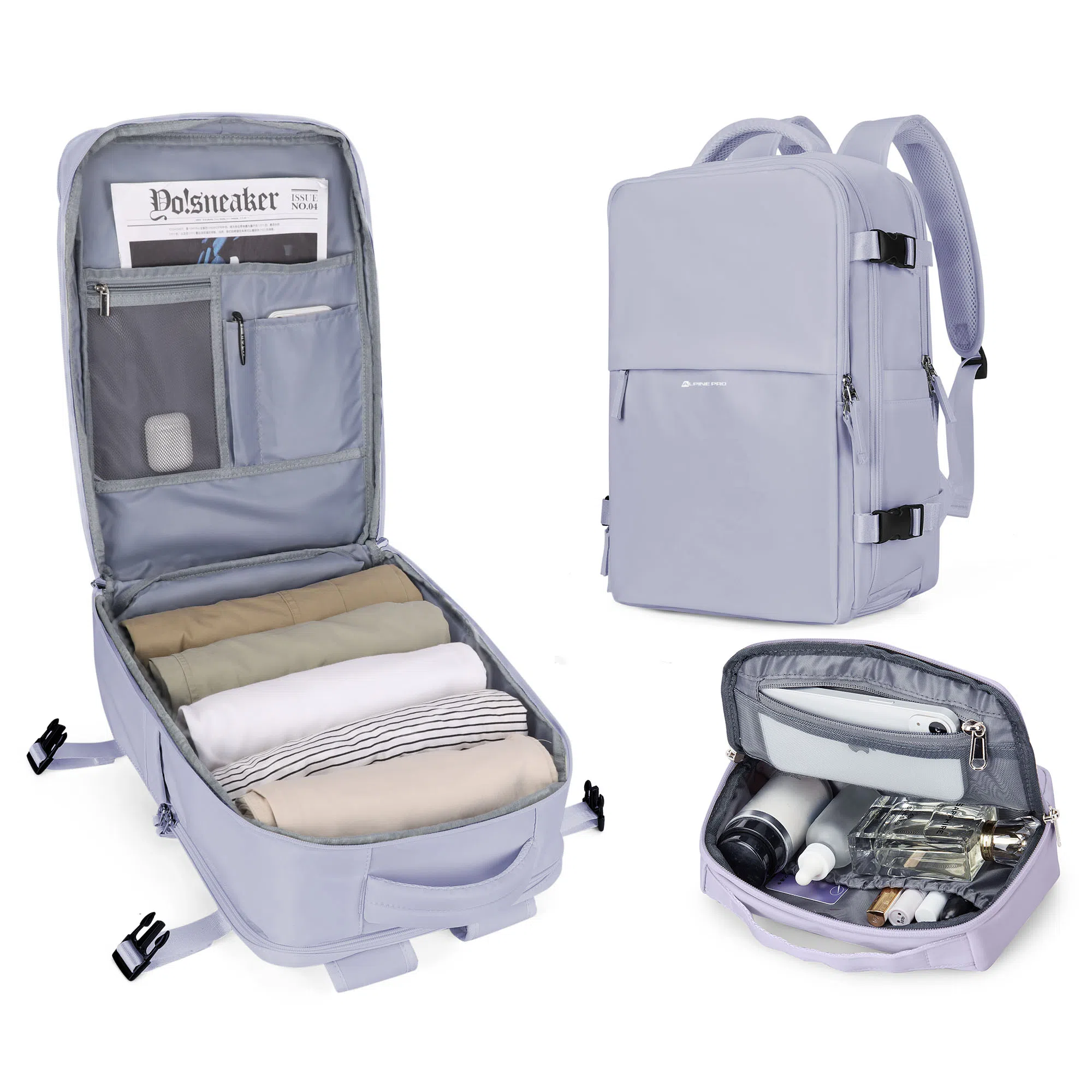 阿尔派妮 大容量学生百搭短途出差旅游行李多功能干湿分离独立鞋袋 织物 旅行包电脑包书包背包双肩包 男女同款情侣款 多色