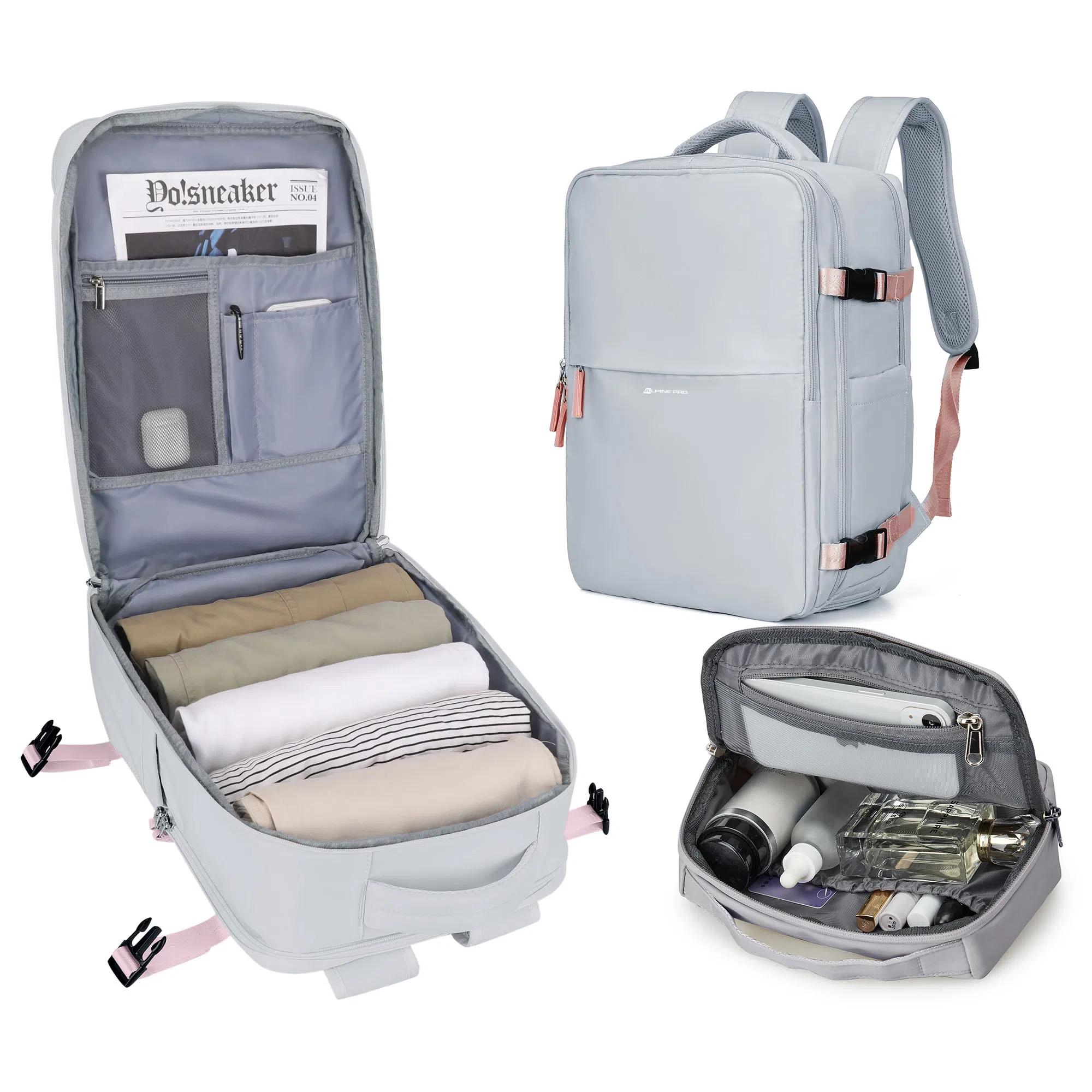 阿尔派妮 大容量学生百搭短途出差旅游行李多功能干湿分离独立鞋袋 织物 旅行包电脑包书包背包双肩包 男女同款情侣款 多色