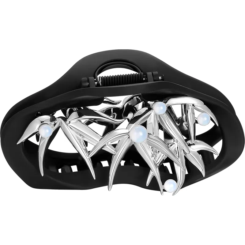 秦福炫 竹叶新中式 国风高端鲨鱼夹后脑勺半扎发高级感夹子头饰 发夹 女款