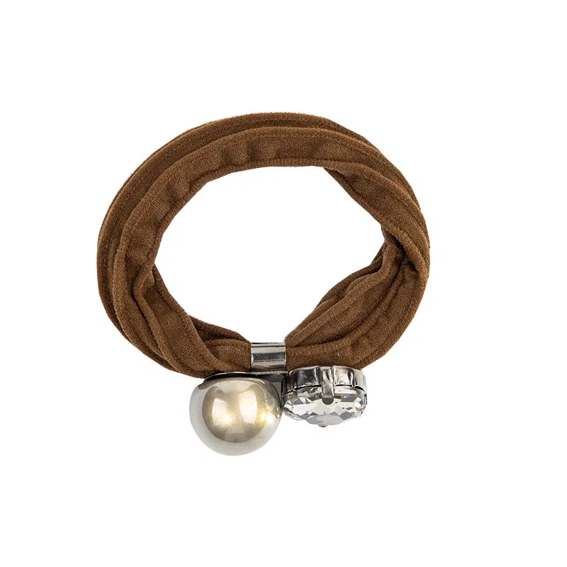 卡铂雅 棕色韩流闲设计港风气质复古镶钻极简高级感 发圈 女款