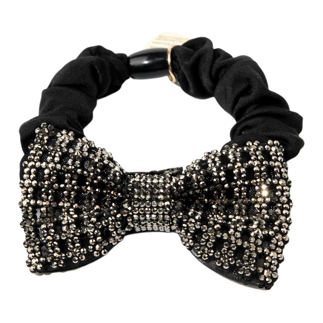 卡铂雅 黑色钻石休闲设计港风气质复古镶钻极简高级感 发圈 女款