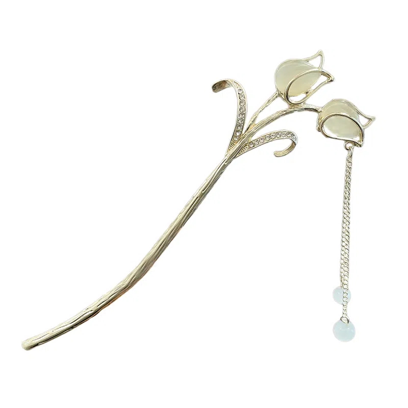 水中玉 新中式女高级金属感步摇簪子发饰汉服马面裙头饰 发簪 女款