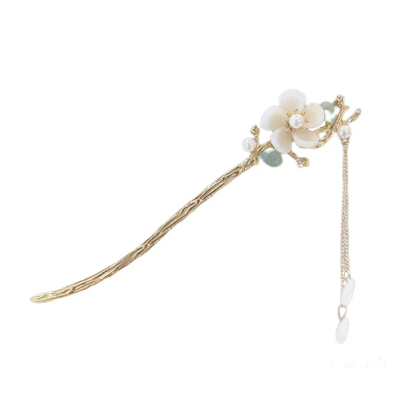 水中玉 铃兰花高级感发钗新中式古风花朵盘汉服马面裙 发簪 女款